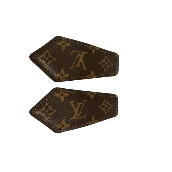 Louis Vuitton Monogram Leather & Gold Metal Shoe Clips - Picture 1 of 3